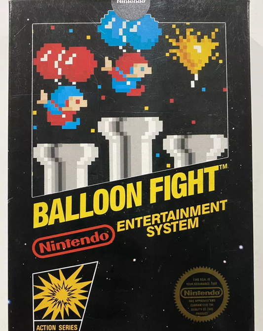 1st Print Gloss Sticker Balloon Fight Nintendo NES Complete Nr Mint Black Box