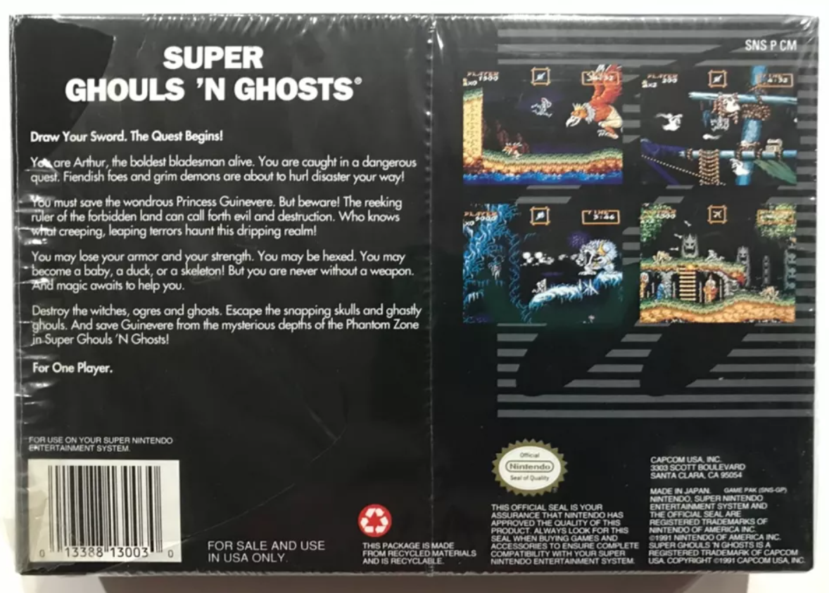 Super Ghouls ‘N Ghosts Nintendo SNES CIB 100% Complete Near Mint