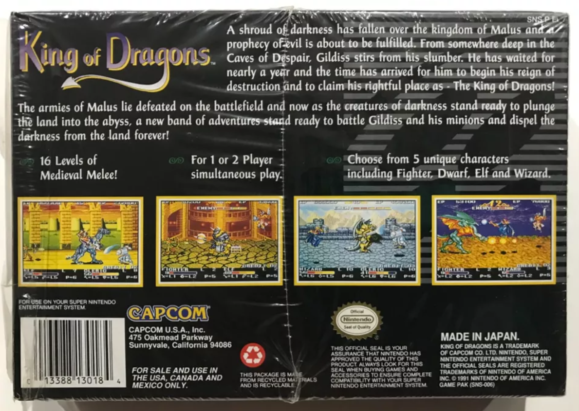 KING OF DRAGONS Super Nintendo SNES CIB 100% Complete Near Mint