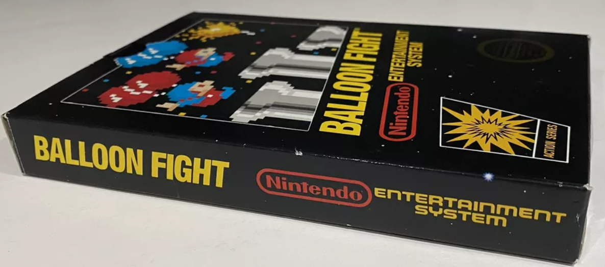 1st Print Gloss Sticker Balloon Fight Nintendo NES Complete Nr Mint Black Box