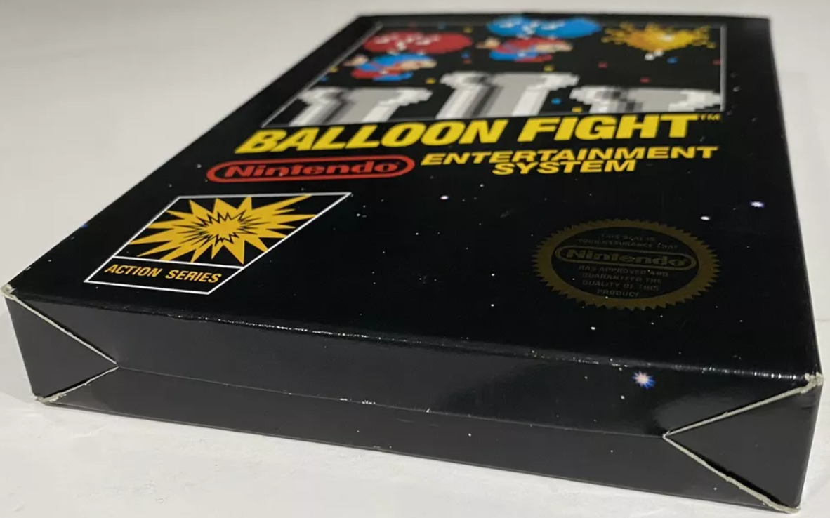 1st Print Gloss Sticker Balloon Fight Nintendo NES Complete Nr Mint Black Box