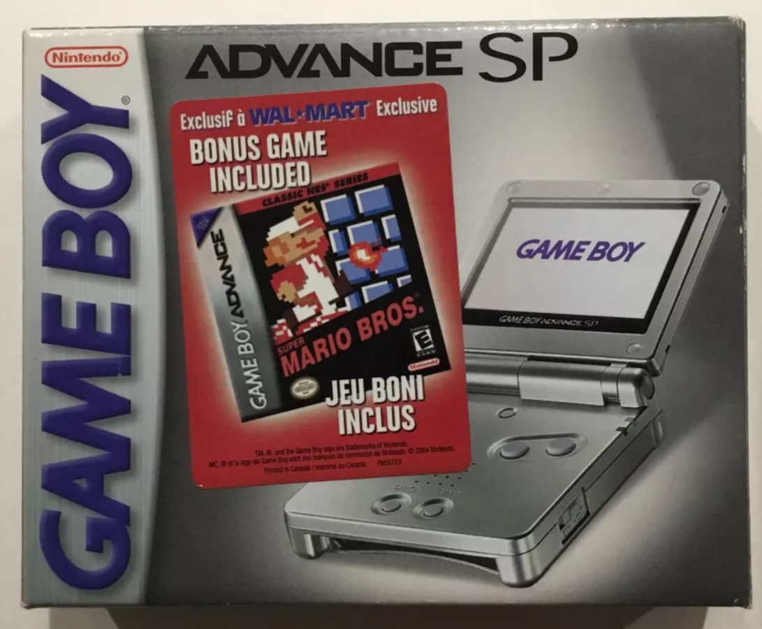 Mario Silver Nintendo Gameboy Advance GBA SP Wal-Mart + Canadian Double Lmtd Ed