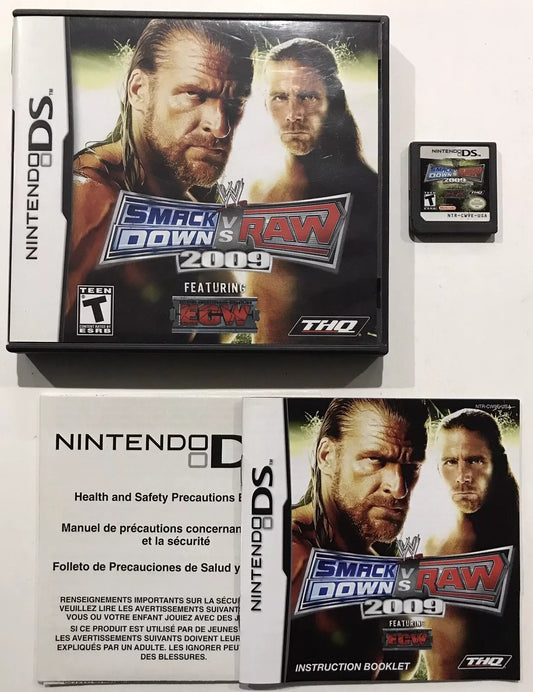 Nintendo DS WWE SmackDown vs. Raw 2009 Featuring ECW Tested Working CIB COMPLETE