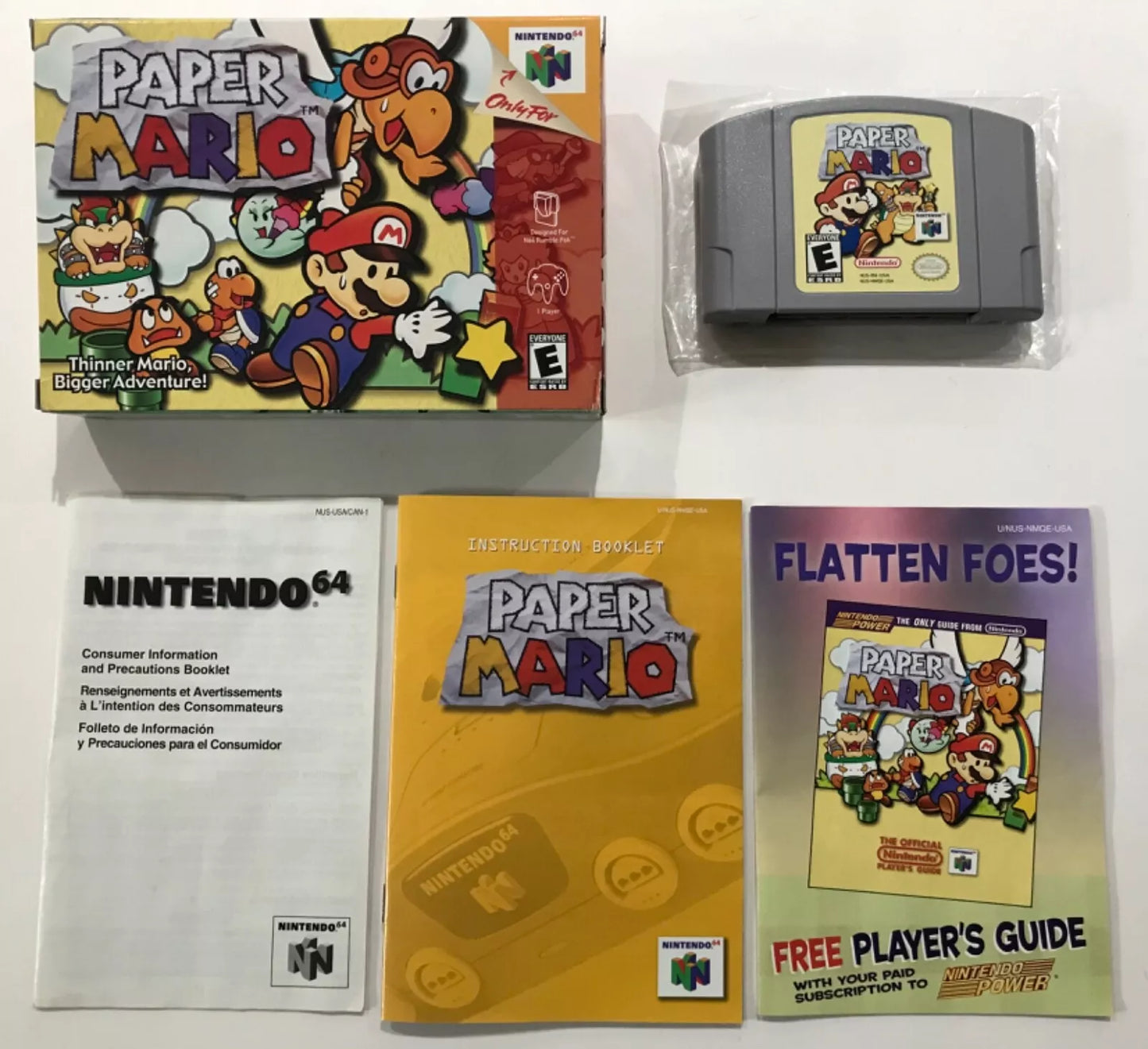 Paper Mario Nintendo 64 N64 Authentic Original Box Manual Complete Nr Mint