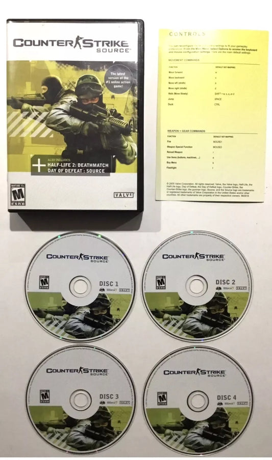 COUNTER STRIKE SOURCE PC CD ROM 2005 Complete Case Manual Tested