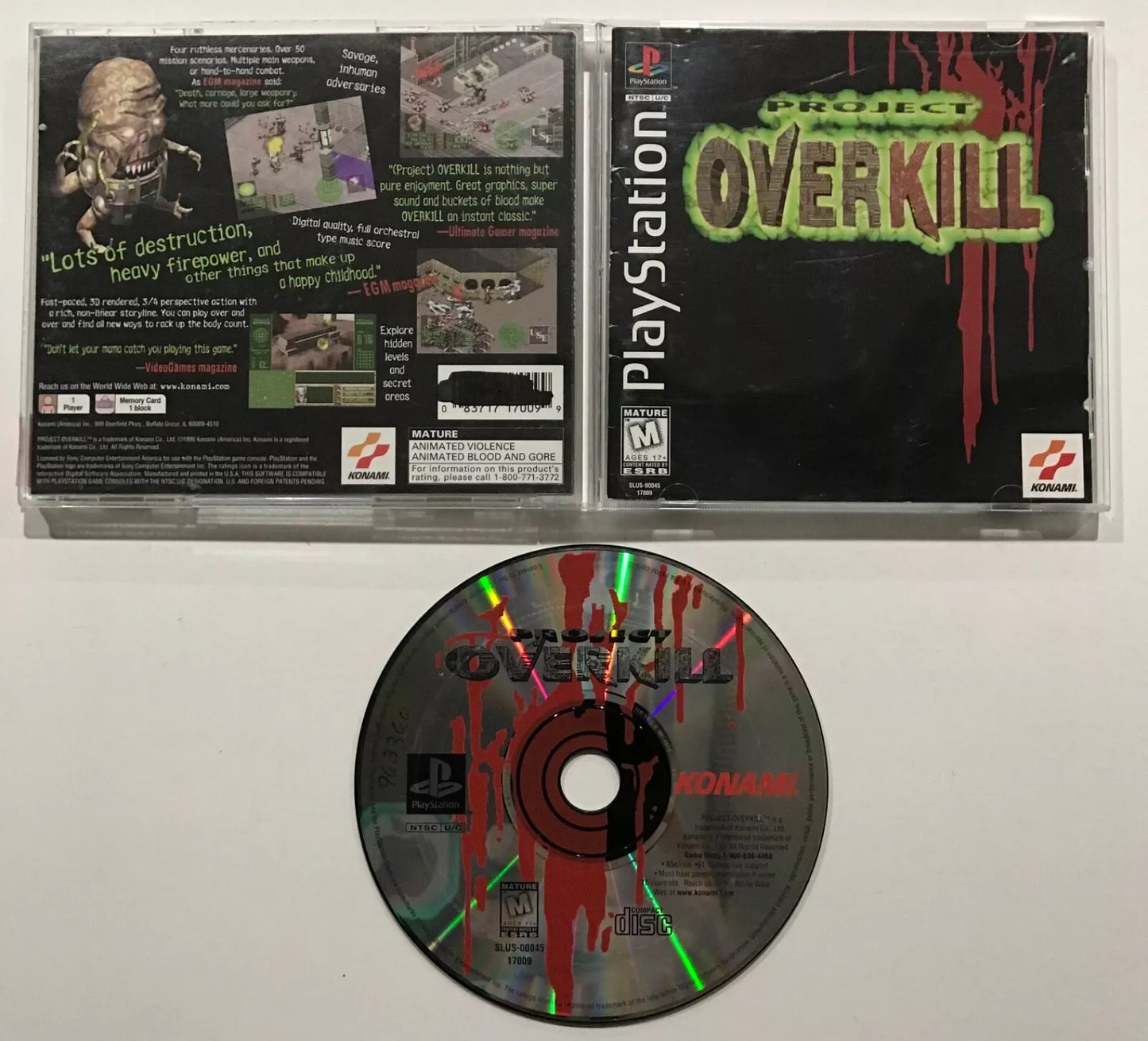 Project Overkill Sony PS1 PlayStation Complete Case Tested MINT