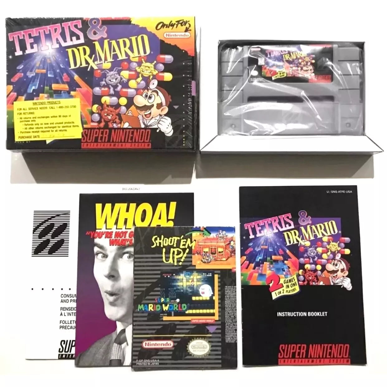 Tetris + Dr Mario Super Nintendo SNES CIB 100% Complete Near Mint Black Label