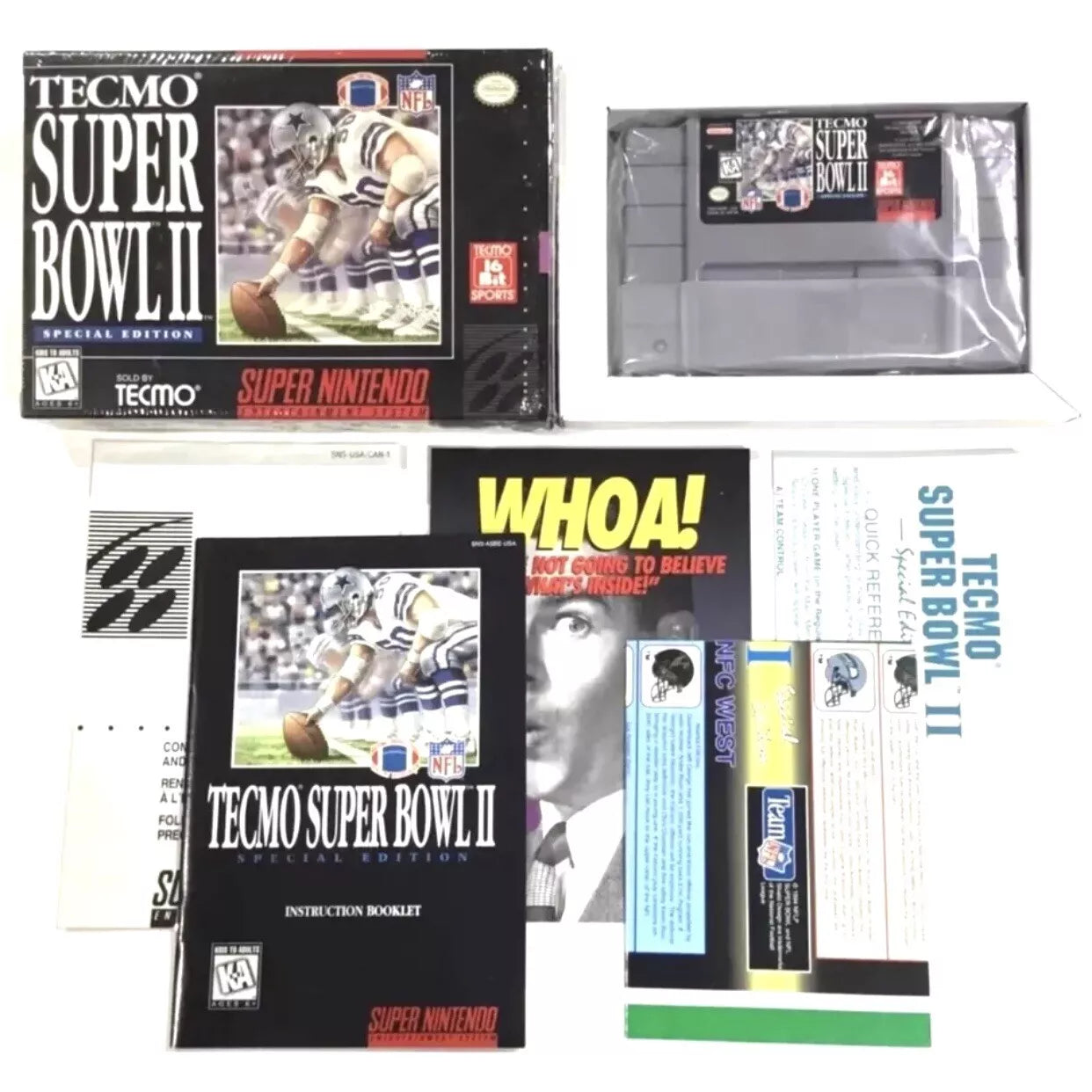 Tecmo Super Bowl 2 II Special Edition Super Nintendo SNES CIB 100% Complete Rare