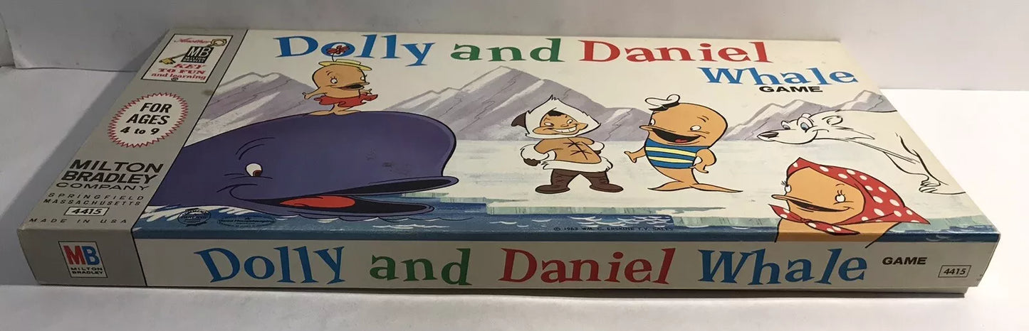 Vintage 1963 Milton Bradley Dolly and Daniel Whale Cartoon Game Near Mint