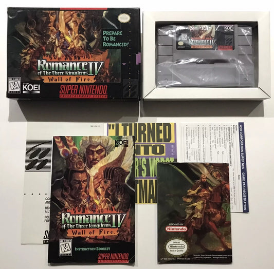 Romance of the Three Kingdoms IV: Wall of Fire SNES Complete + Map Manual NM