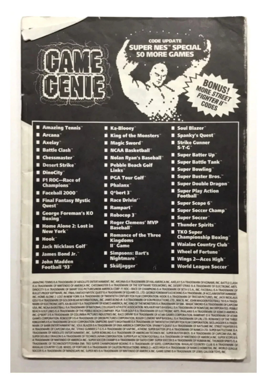 Game Genie Code Update Super SNES Special Edition Manual Book 50 More GAMES