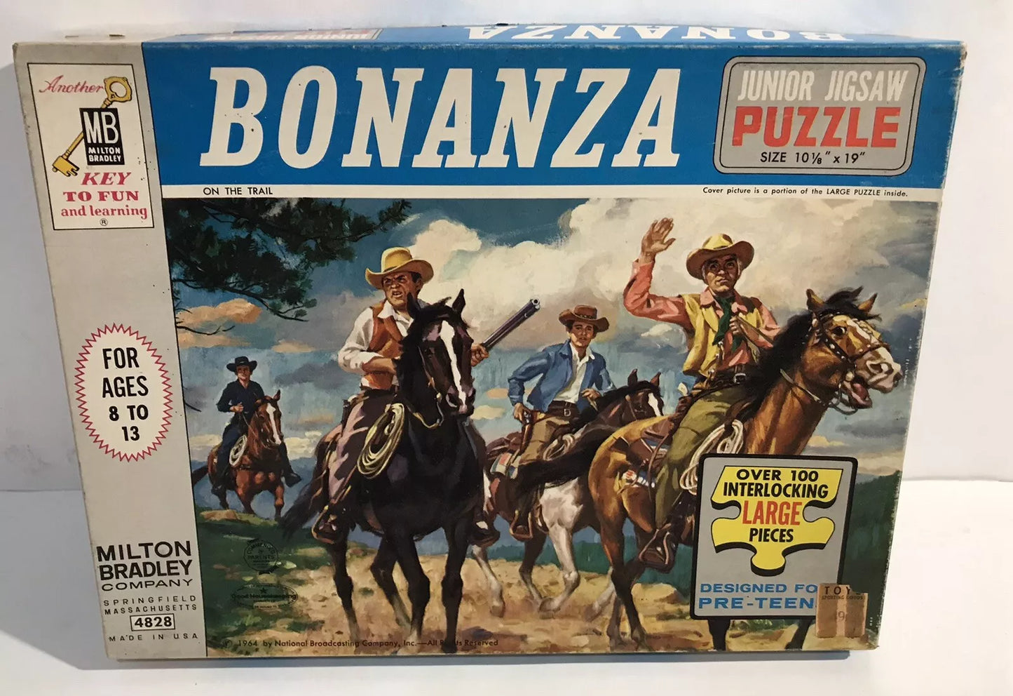 Vintage 1960s Bonanza Jigsaw Puzzle Milton Bradley Complete on The Trail