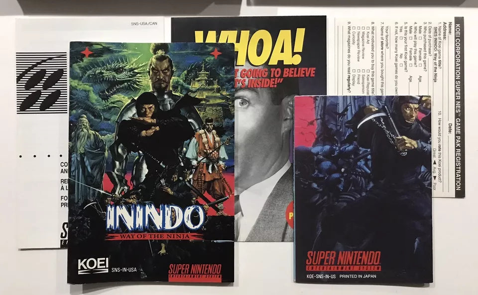 Inindo: The Way of the Ninja Super Nintendo SNES, 1993 Complete 100% CIB Nr Mint