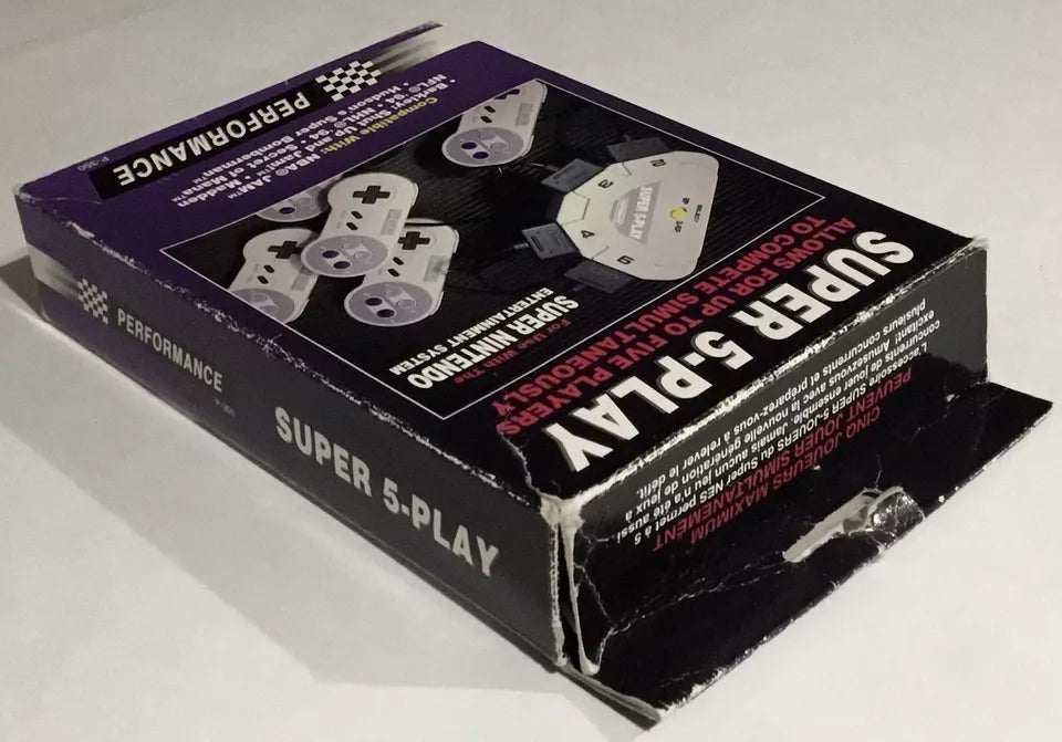 SNES Super Nintendo Super 5-Play Multitap by Performance 2-5 Players BOX Tested