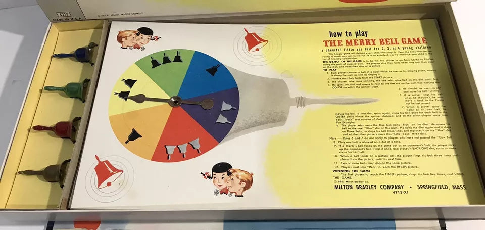 Vintage 1957 The Merry Bell Game Milton Bradley Complete – The Game 