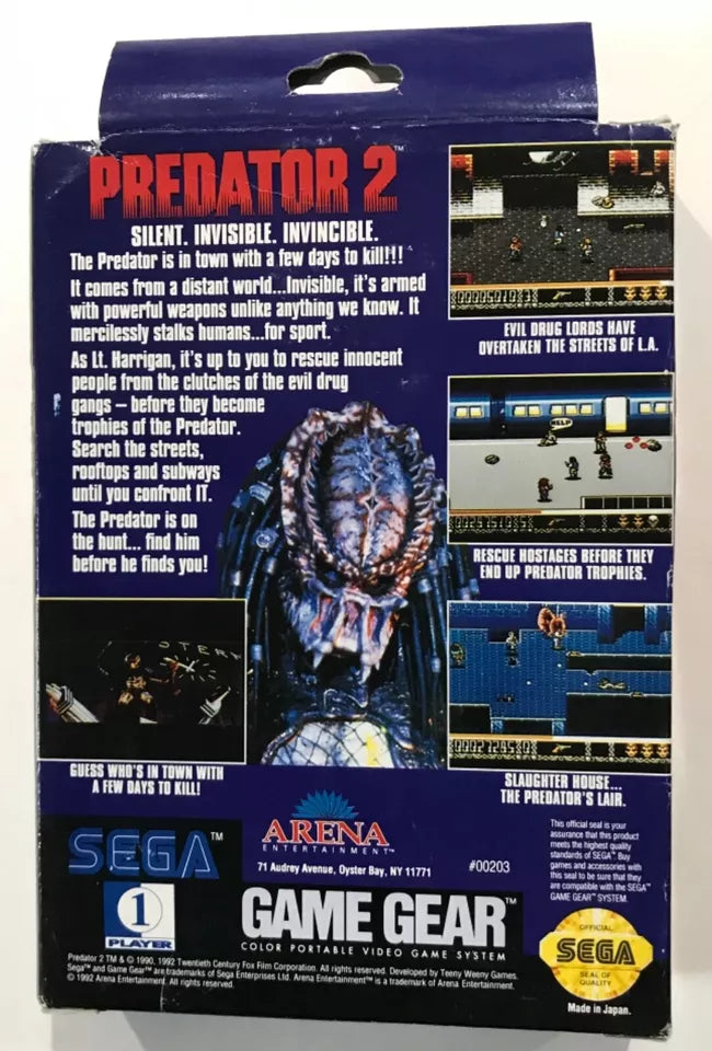 Predator 2 Sega Game Gear Box Manual Complete