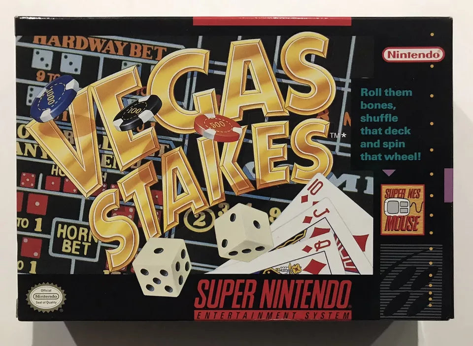 Vegas Stakes (Super Nintendo Entertainment System, 1993) SNES CIB Complete NM