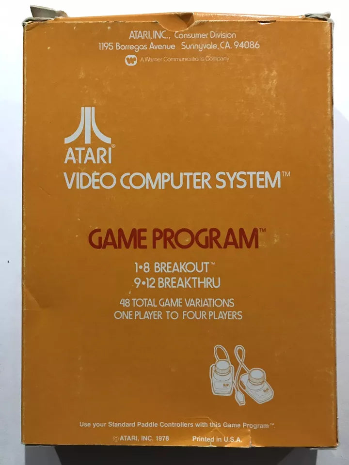 Breakout (Atari 2600, 1978) In Box With Manual NTSC CIB Complete Nice