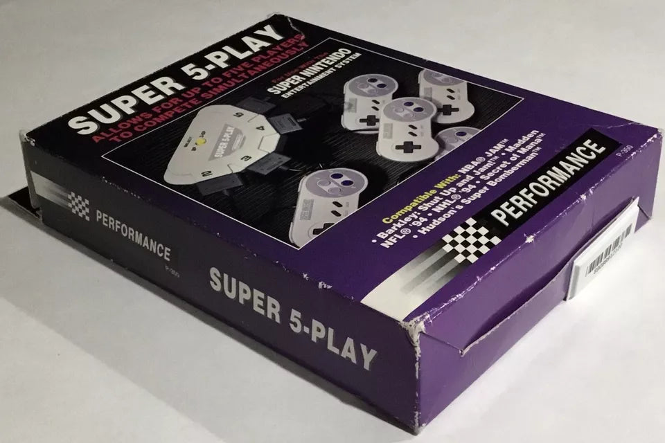 SNES Super Nintendo Super 5-Play Multitap by Performance 2-5 Players BOX Tested