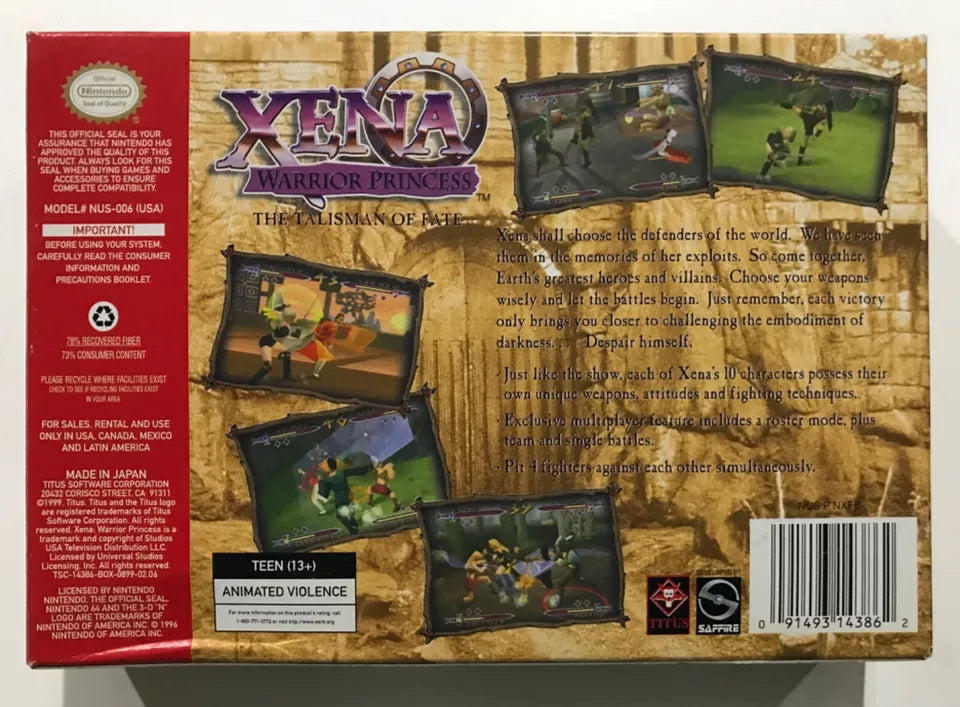 XENA Warrior Princess Nintendo 64 N64 Authentic Original Box Manual Complete EX+