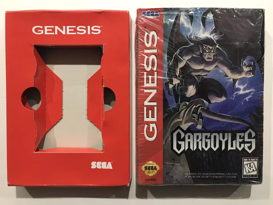 Gargoyles (Sega Genesis, 1995) Box In Cello, Poster, Reg Card Only No Game