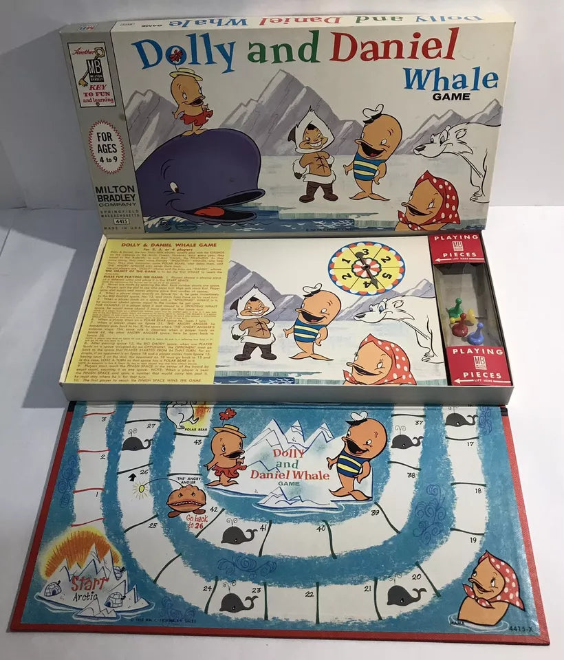 Vintage 1963 Milton Bradley Dolly and Daniel Whale Cartoon Game Near Mint