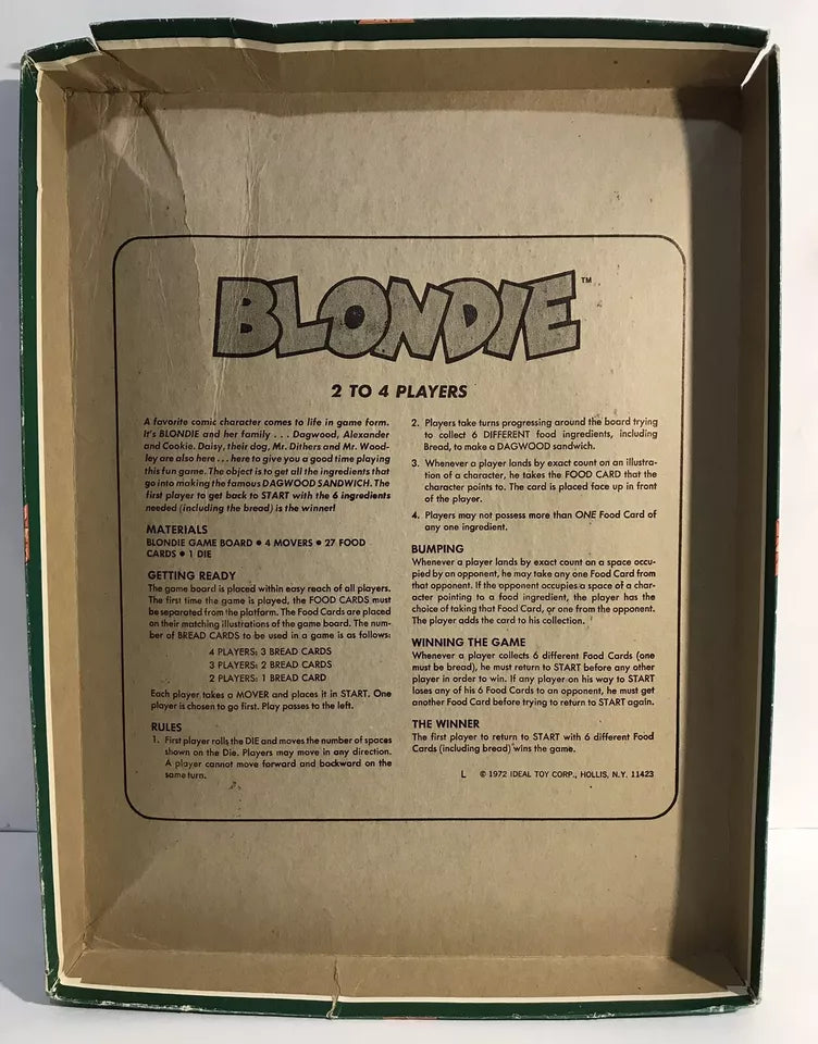 Vintage 1972 Ideal Blondie - A Sunday Funnies Board Game Complete