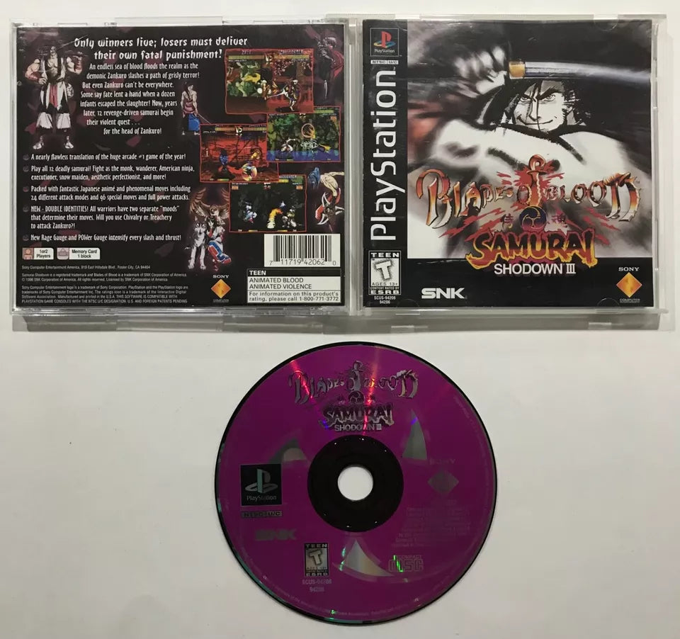 Samurai Shodown III Blades of Blood Sony PS1 PlayStation Complete Case Tested