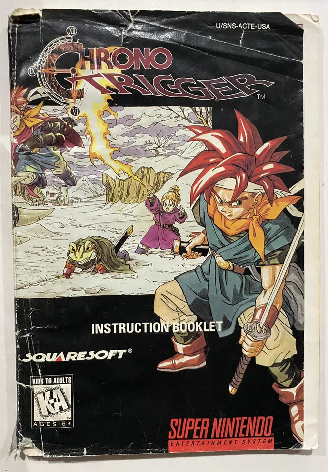 Chrono Trigger (SNES, 1995) BOX, TRAY, MANUAL & POSTER ONLY. *-NO CARTRIDGE-*