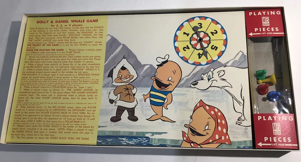 Vintage 1963 Milton Bradley Dolly and Daniel Whale Cartoon Game Near Mint