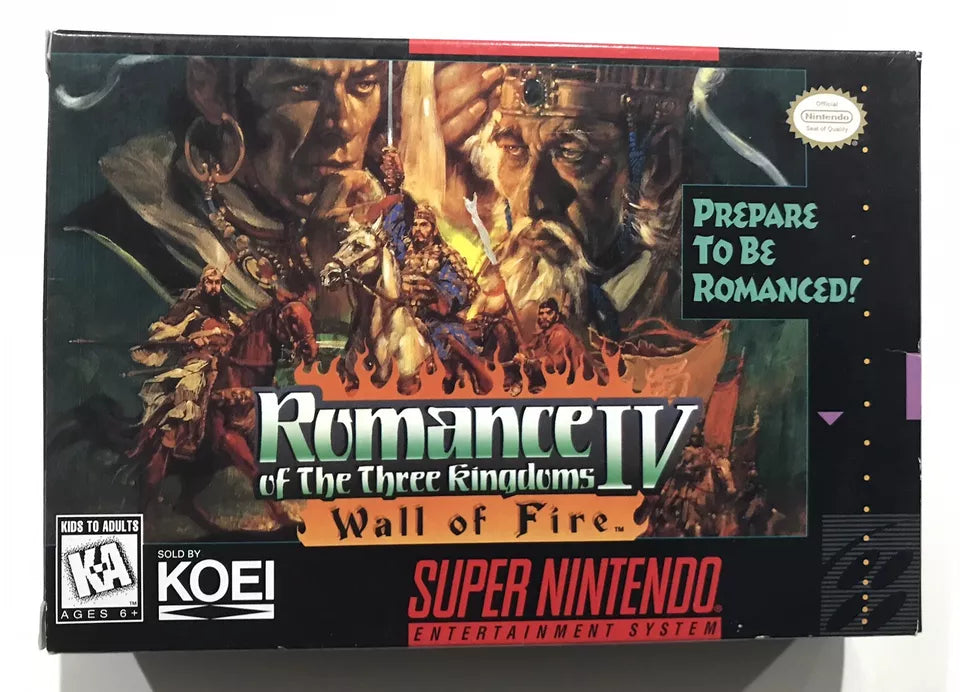 Romance of the Three Kingdoms IV: Wall of Fire SNES Complete + Map Manual NM