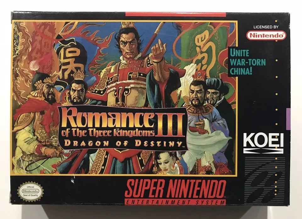 Romance of the Three Kingdoms III Super Nintendo SNES CIB Complete + Map Ex/NM