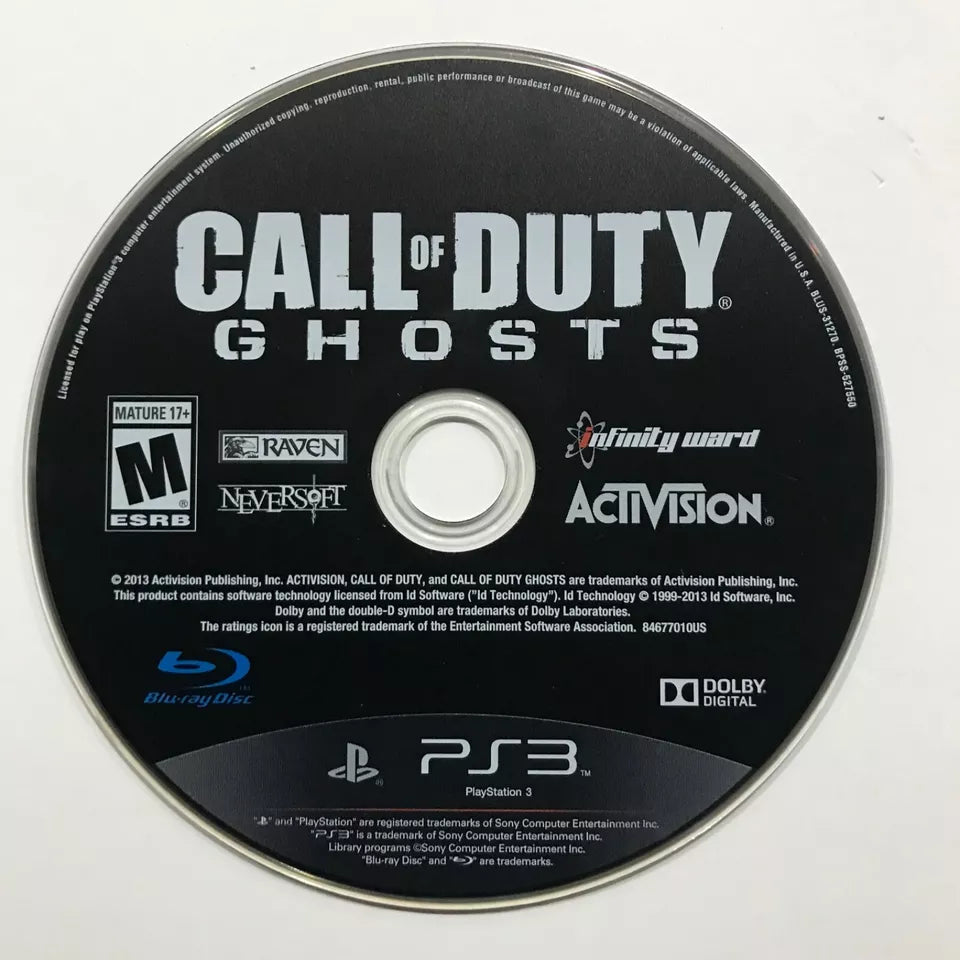 Call of Duty Ghosts Sony PlayStation 3 PS3 Disc Only Tested Great Condition