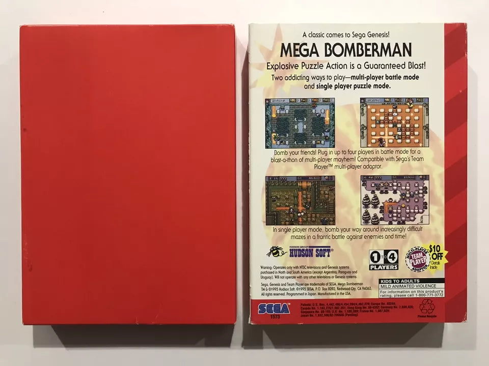 Mega Bomberman (SEGA Genesis) Authentic CARDBOARD BOX ONLY Near Mint