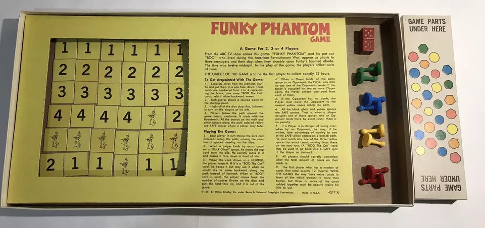 Vintage 1971 The Funky Phantom Milton Bradley Board Game Complete