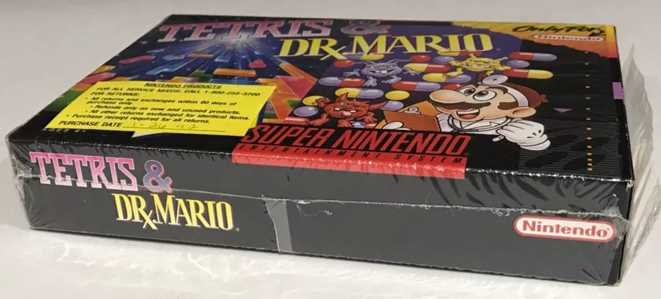 Tetris + Dr Mario Super Nintendo SNES CIB 100% Complete Near Mint Black Label