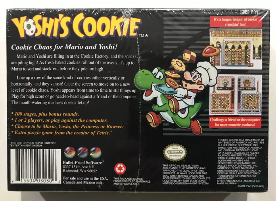 Yoshi’s Cookie Super Nintendo SNES BRAND NEW FACTORY SEALED