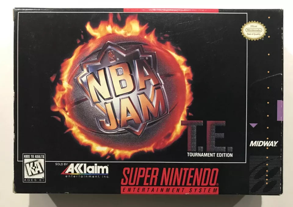 NBA JAM TE Tournament Edition Super Nintendo SNES CIB Complete Poster Near Mint