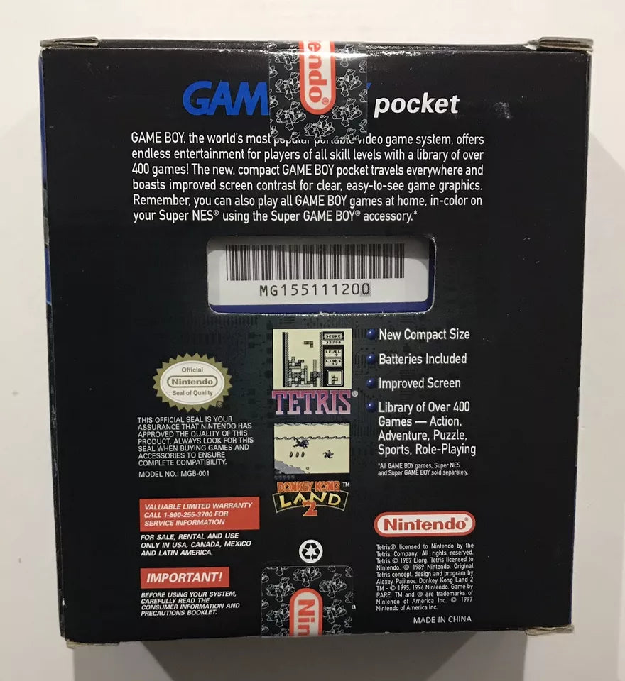 Blue Nintendo Game Boy Pocket System Console NEW Factory Sealed In Box Nr Mint