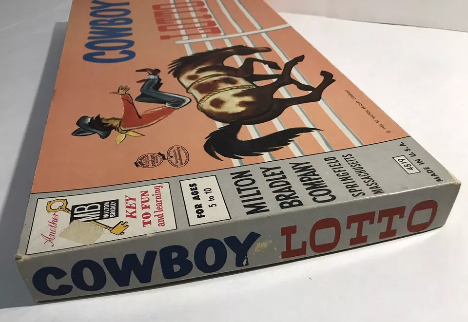 1958 Cowboy Lotto Board Game by Milton Bradley Unpunched Unplayed New Sealed