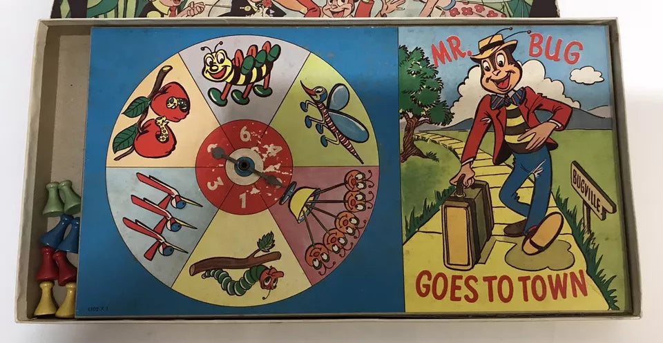 MR. BUG GOES TO TOWN BOARD GAME BY MILTON BRADLEY 1955