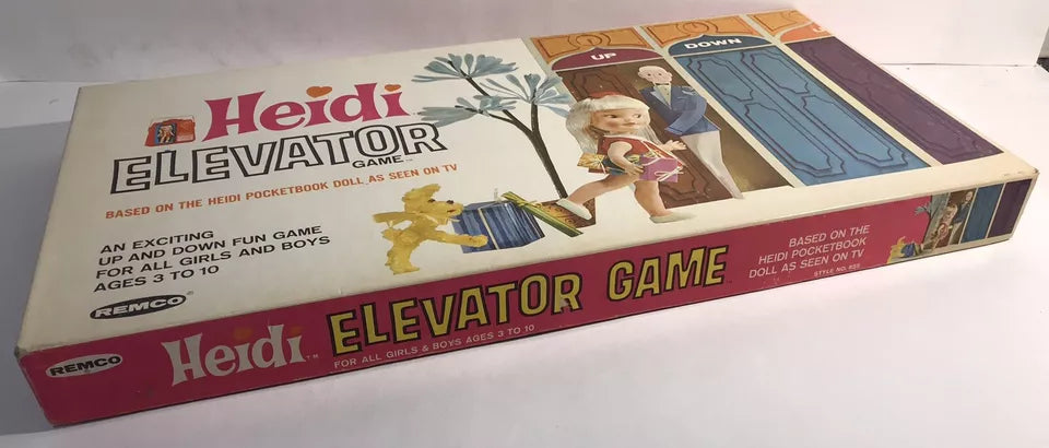 1965 Heidi Elevator Game Remco Industries Board Game Heidi Pocketbook Doll MINT