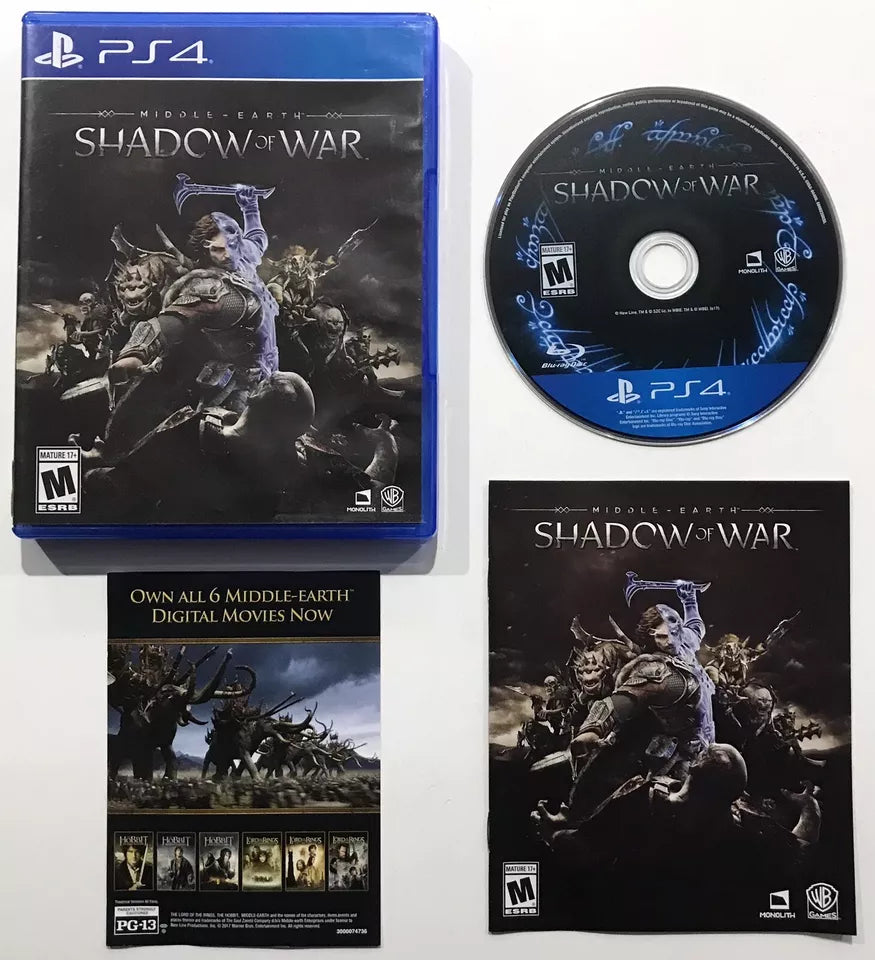 Middle Earth: Shadow of War - Playstation 4 PS4 - CIB Complete - Tested!