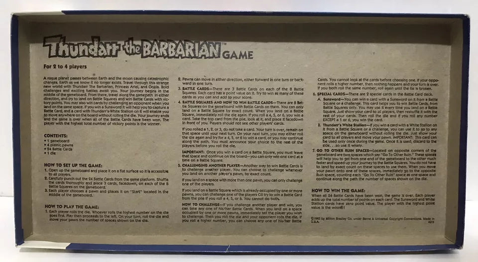 RARE Vintage Thundarr the Barbarian Board Game Milton Bradley