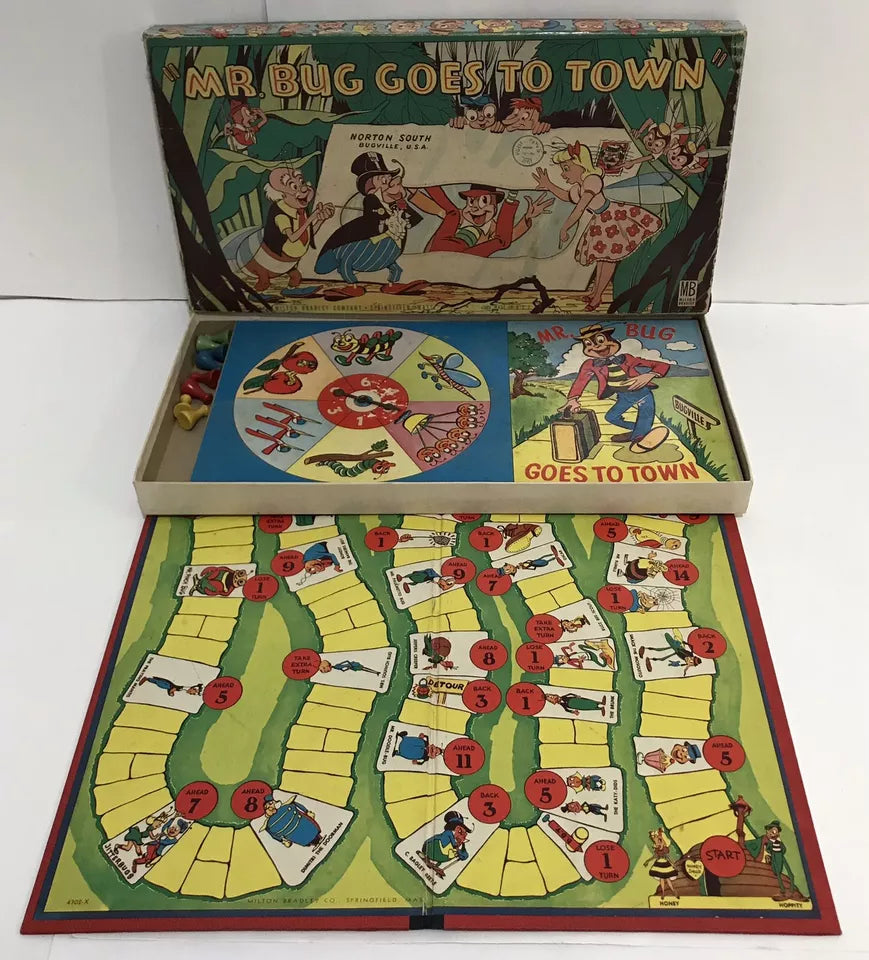 MR. BUG GOES TO TOWN BOARD GAME BY MILTON BRADLEY 1955