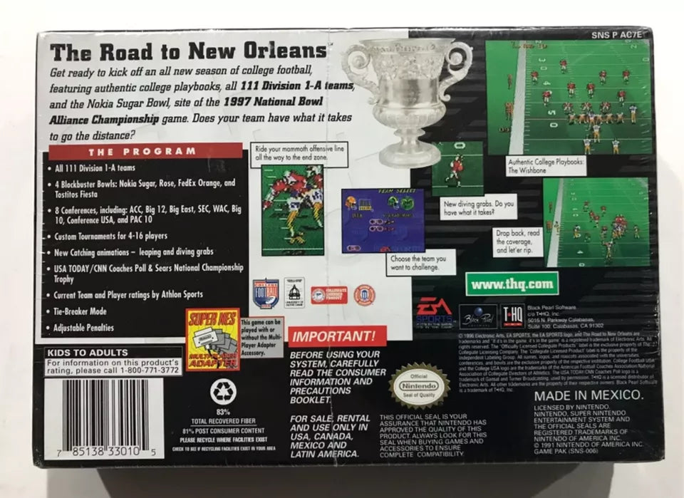 College Football USA 97 Super Nintendo SNES BRAND NEW FACTORY SEALED Rare