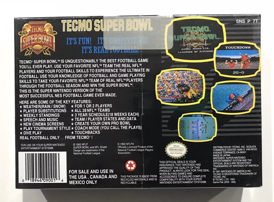 TECMO SUPER BOWL Super Nintendo SNES BRAND NEW FACTORY SEALED