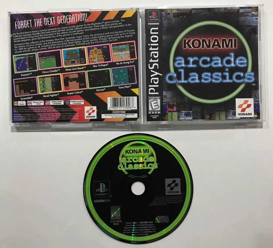 Konami Arcade Classics Sony PS1 PlayStation Complete Case Tested