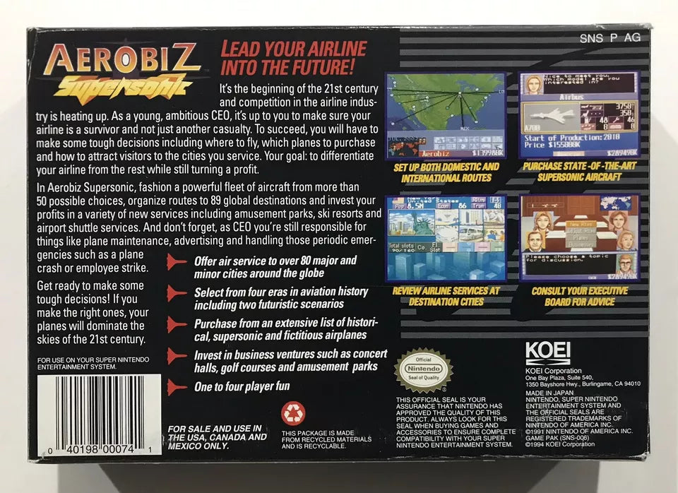 Aerobiz Supersonic (Super Nintendo Entertainment System, 1995) *BOX ONLY