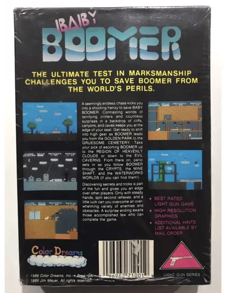 BABY BOOMER Nintendo NES Box Manual NEW FACTORY SEALED 1st Color Dreams Game